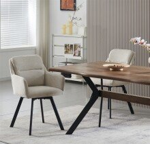 Stuhl >Sophie< 2er Set in creme, Chenille-Optik - 53x87x62cm (BxHxT)