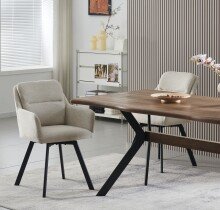 Stuhl >Sophie< 2er Set in creme, Chenille-Optik - 53x87x62cm (BxHxT)