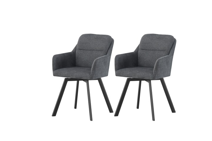 Stuhl >Sophie< 2er Set in anthrazit, Chenille-Optik - 53x87x62cm (BxHxT)