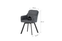 Stuhl >Sophie< 2er Set in anthrazit, Chenille-Optik - 53x87x62cm (BxHxT)