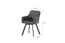 Stuhl >Sophie< 2er Set in anthrazit, Chenille-Optik - 53x87x62cm (BxHxT)