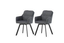 Stuhl >Sophie< 2er Set in anthrazit, Chenille-Optik - 53x87x62cm (BxHxT)