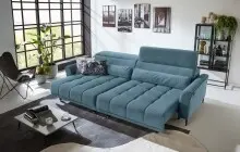 Big-Sofa >Wolve< 2x elektr. Verstellung, Cord blau - 280x108x118cm (BxHxT)