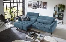 Big-Sofa >Wolve< 2x elektr. Verstellung, Cord blau - 280x108x118cm (BxHxT)
