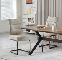 Freischwinger >Frieda< 2er Set in creme, Chenille-Optik - 47x94x61cm (BxHxT)