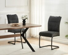 Freischwinger >Frieda< 2er Set in anthrazit, Chenille-Optik - 47x94x61cm (BxHxT)