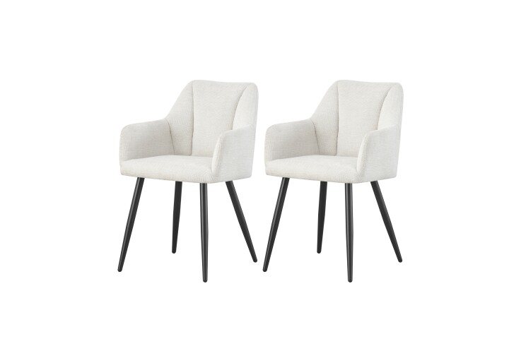 Stuhl >Bella< 2er Set in creme, Chenille-Optik - 55x82x62cm (BxHxT)