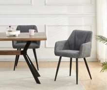 Stuhl >Bella< 2er Set in anthrazit, Chenille-Optik - 55x82x62cm (BxHxT)