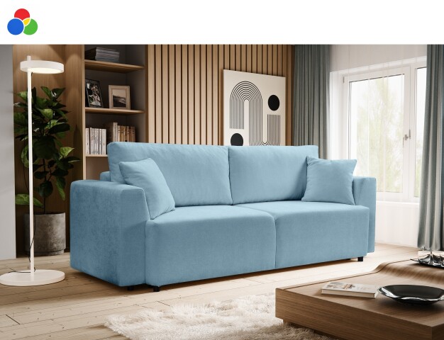 Schlafsofa >Point< in hellblau, Webstoff - 250x95x99cm (BxHxT)