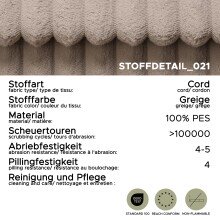 Schlafsofa >Grubs< in grau-beige, Cord - 225x96x93cm (BxHxT)