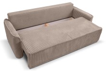 Schlafsofa >Grubs< in grau-beige, Cord - 225x96x93cm (BxHxT)