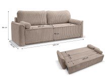 Schlafsofa >Grubs< in grau-beige, Cord - 225x96x93cm (BxHxT)
