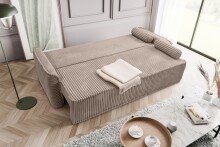 Schlafsofa >Grubs< in grau-beige, Cord - 225x96x93cm (BxHxT)