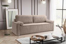 Schlafsofa >Grubs< in grau-beige, Cord - 225x96x93cm (BxHxT)