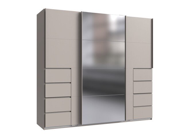 Schwebetürenschrank >BALI< in KASCHMIR / SPIEGEL - 225x208x64cm (BxHxT)