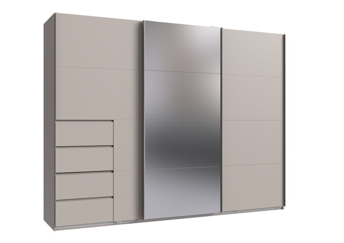 Schwebetürenschrank >BALI< in KASCHMIR / SPIEGEL - 270x208x64cm (BxHxT)