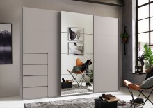 Schwebetürenschrank >BALI< in KASCHMIR / SPIEGEL - 270x208x64cm (BxHxT)