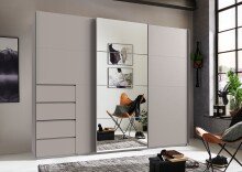 Schwebetürenschrank >BALI< in KASCHMIR / SPIEGEL - 270x208x64cm (BxHxT)