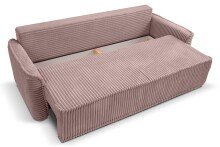 Schlafsofa >Grubs< in rosa, Cord - 225x96x93cm (BxHxT)