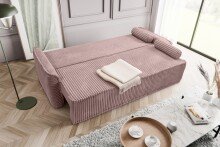 Schlafsofa >Grubs< in rosa, Cord - 225x96x93cm (BxHxT)