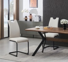 Freischwinger >Hanna< 2er Set in creme, Webstoff - 43x98x59cm (BxHxT)