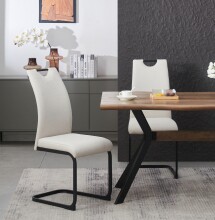 Freischwinger >Hanna< 2er Set in creme, Webstoff - 43x98x59cm (BxHxT)