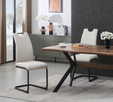 Freischwinger >Hanna< 2er Set in creme, Webstoff - 43x98x59cm (BxHxT)