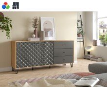 Sideboard >Prisma< in Artisan Oak / Anthrazit matt...