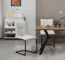 Freischwinger >Sonja< 2er Set in creme, Webstoff - 46x89x57cm (BxHxT)