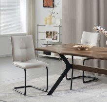 Freischwinger >Sonja< 2er Set in creme, Webstoff - 46x89x57cm (BxHxT)