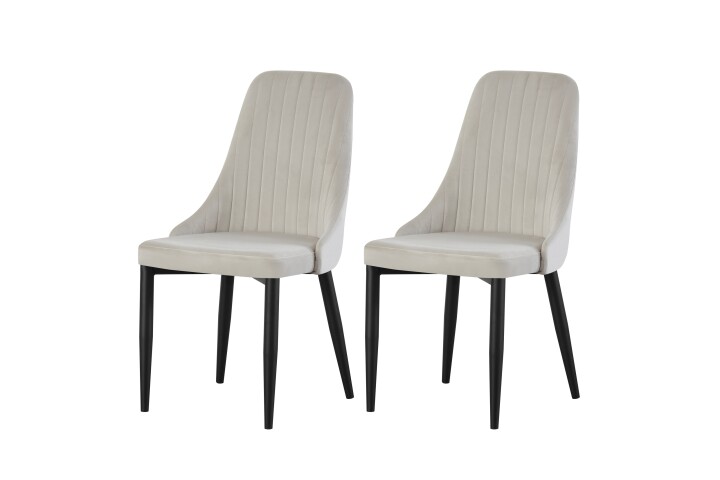 Stuhl >Claudia< 2er Set in creme, Velouroptik - 44x88x58cm (BxHxT)