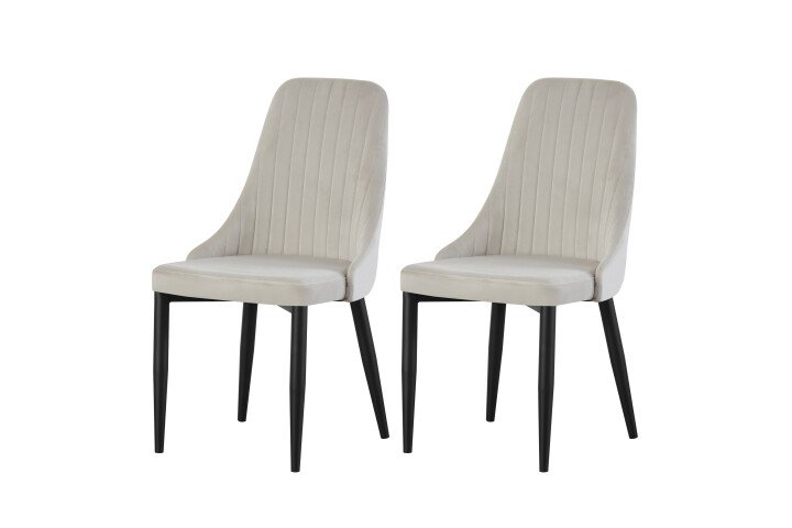 Stuhl >Claudia< 2er Set in creme, Velouroptik - 44x88x58cm (BxHxT)