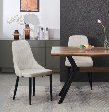 Stuhl >Claudia< 2er Set in creme, Velouroptik - 44x88x58cm (BxHxT)