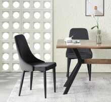 Stuhl >Claudia< 2er Set in anthrazit, Velouroptik - 44x88x58cm (BxHxT)