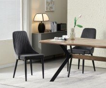 Stuhl >Claudia< 2er Set in anthrazit, Velouroptik - 44x88x58cm (BxHxT)