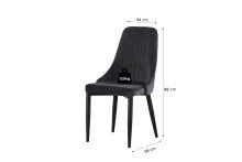Stuhl >Claudia< 2er Set in anthrazit, Velouroptik - 44x88x58cm (BxHxT)