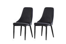 Stuhl >Claudia< 2er Set in anthrazit, Velouroptik - 44x88x58cm (BxHxT)