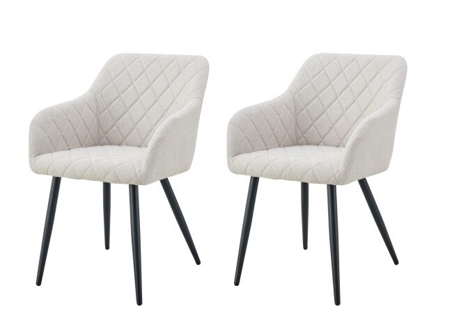 Stuhl >Lea< 2er Set in creme, Webstoff - 56x83x60cm (BxHxT)