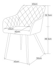 Stuhl >Lea< 2er Set in creme, Webstoff - 56x83x60cm (BxHxT)