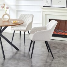 Stuhl >Lea< 2er Set in creme, Webstoff - 56x83x60cm (BxHxT)