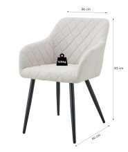 Stuhl >Lea< 2er Set in creme, Webstoff - 56x83x60cm (BxHxT)