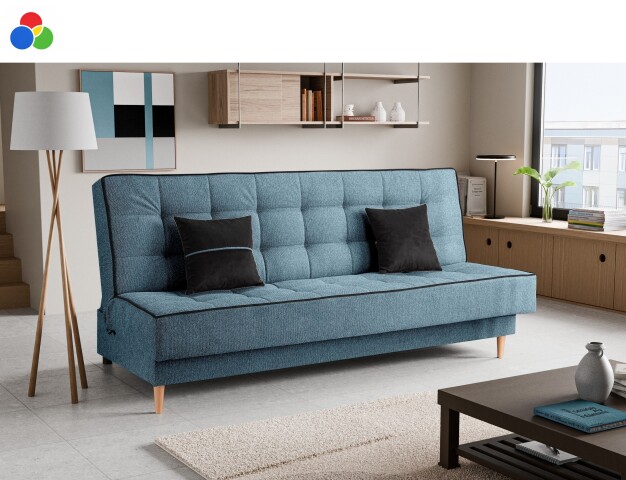 Schlafsofa >Bono< in blau, Strukturstoff - 199x91x91cm (BxHxT)