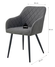 Stuhl >Lea< 2er Set in anthrazit, Webstoff - 56x83x60cm (BxHxT)