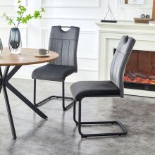 Freischwinger >Lisa< 2er Set in anthrazit, Velouroptik - 43x98x61cm (BxHxT)