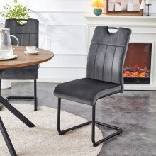 Freischwinger >Lisa< 2er Set in anthrazit, Velouroptik - 43x98x61cm (BxHxT)