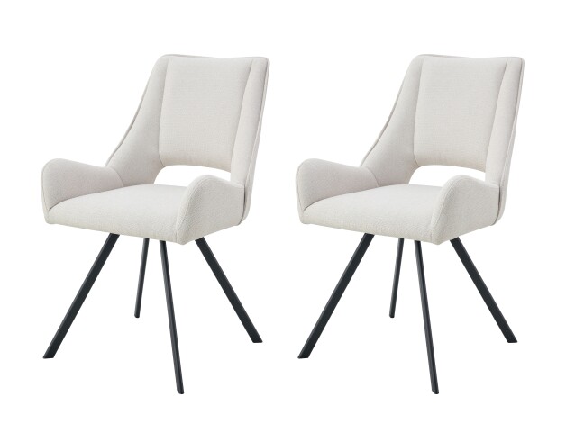 Stuhl >Helen< 2er Set in creme, Webstoff - 56x91x63cm (BxHxT)