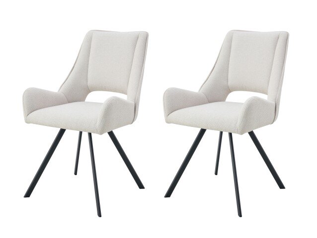 Stuhl >Helen< 2er Set in creme, Webstoff - 56x91x63cm (BxHxT)