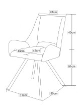 Stuhl >Helen< 2er Set in creme, Webstoff - 56x91x63cm (BxHxT)