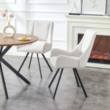 Stuhl >Helen< 2er Set in creme, Webstoff - 56x91x63cm (BxHxT)
