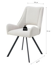 Stuhl >Helen< 2er Set in creme, Webstoff - 56x91x63cm (BxHxT)